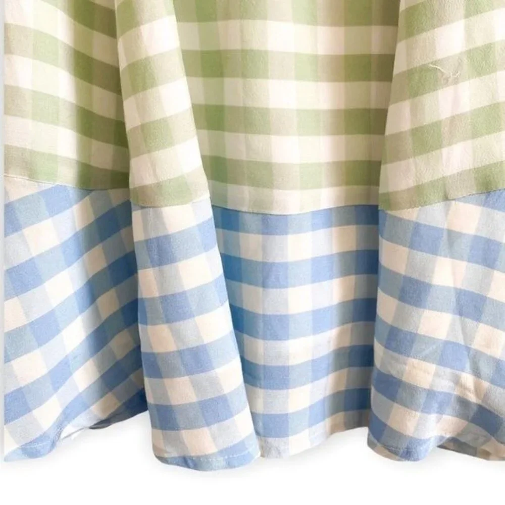 STAUD Olivier Gingham Mini Dress Green Blue Size 2 NWT